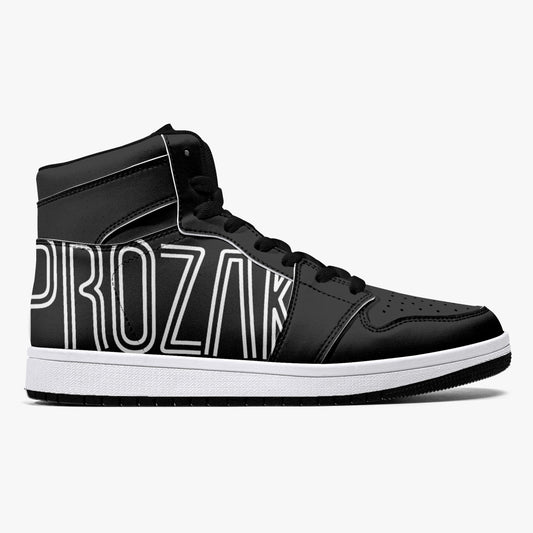 "PROZAK" High-Top Leather Sneakers - White / Black