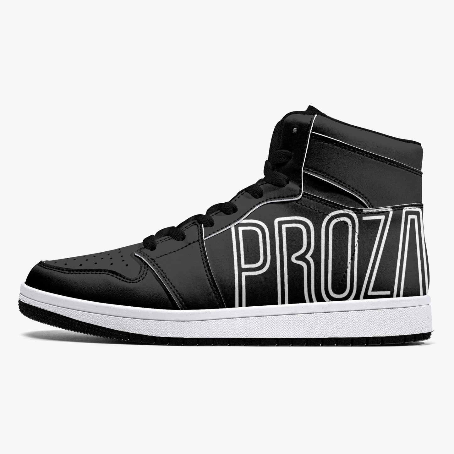 "PROZAK" High-Top Leather Sneakers - White / Black